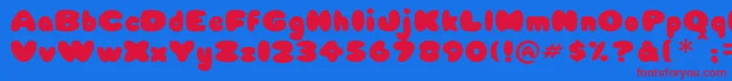Babycake Font – Red Fonts on Blue Background