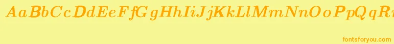 CmTextBolditalicext-Schriftart – Orangefarbene Schriften auf gelbem Hintergrund