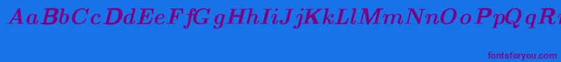 Weitere Informationen zur CmTextBolditalicext-Schriftart CmTextBolditalicext-Schriftart – Violette Schriften auf blauem Hintergrund