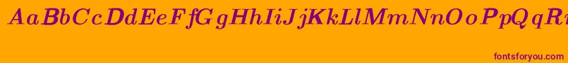 Weitere Informationen zur CmTextBolditalicext-Schriftart CmTextBolditalicext-Schriftart – Violette Schriften auf orangefarbenem Hintergrund