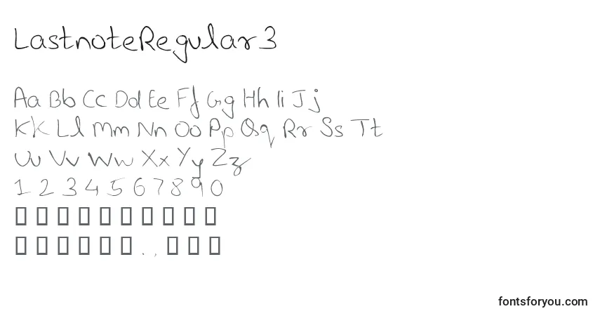A fonte LastnoteRegular3 – alfabeto, números, caracteres especiais