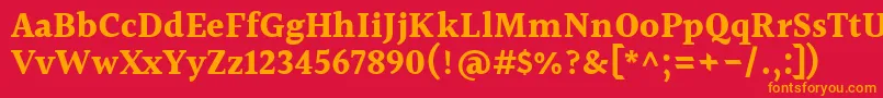 フォントHalantBold – 赤い背景にオレンジの文字