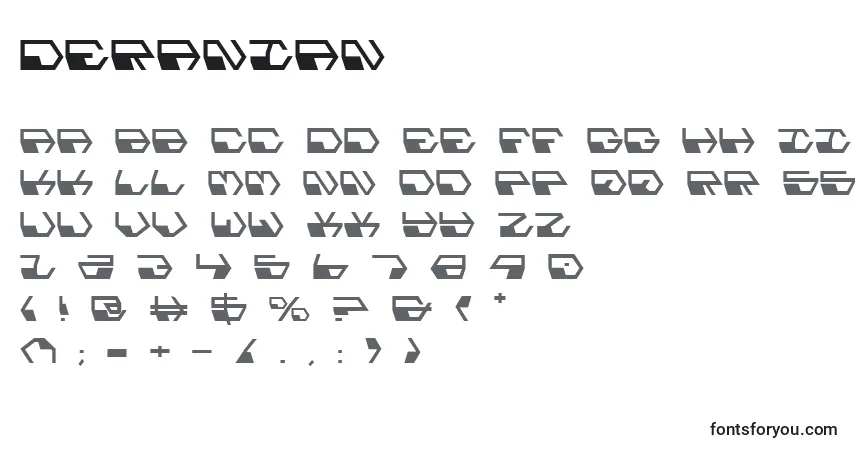 Schriftart Deranian – Alphabet, Zahlen, spezielle Symbole