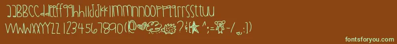 フォントDiamondawareness – 緑色の文字が茶色の背景にあります。