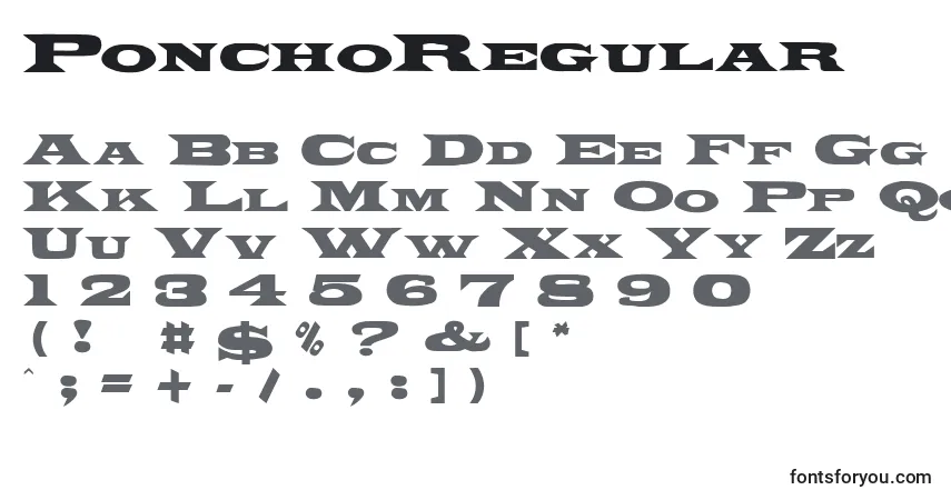 A fonte PonchoRegular – alfabeto, números, caracteres especiais