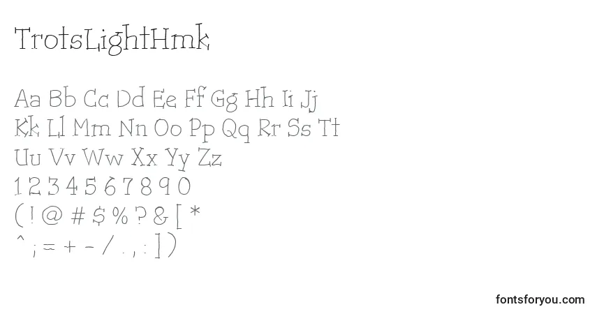 Шрифт TrotsLightHmk – алфавит, цифры, специальные символы