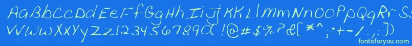 Lehn111 Font – Green Fonts on Blue Background