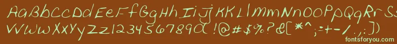 Lehn111 Font – Green Fonts on Brown Background