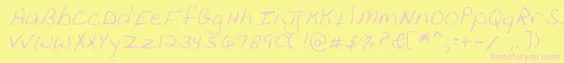 Lehn111-fontti – vaaleanpunaiset fontit keltaisella taustalla