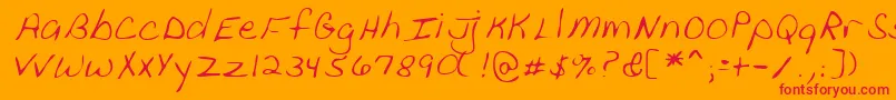 Lehn111-Schriftart – Rote Schriften auf orangefarbenem Hintergrund