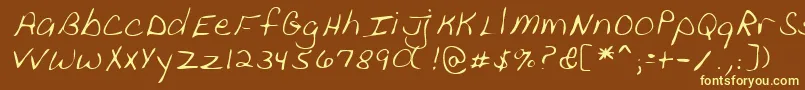 Lehn111-Schriftart – Gelbe Schriften auf braunem Hintergrund