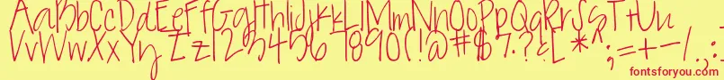 DaisyCharming-fontti – punaiset fontit keltaisella taustalla