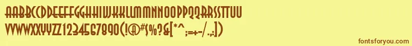 フォントAnnacBold – 茶色の文字が黄色の背景にあります。