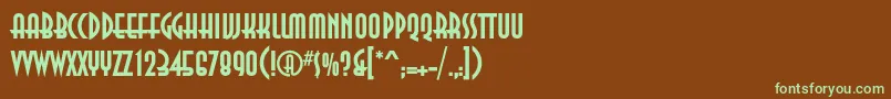 フォントAnnacBold – 緑色の文字が茶色の背景にあります。