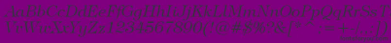 TiffanyLightItalicBt-Schriftart – Schwarze Schriften auf violettem Hintergrund