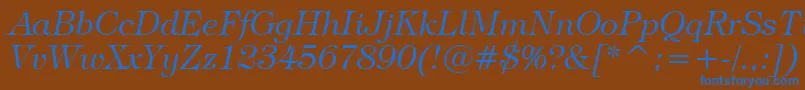 TiffanyLightItalicBt Font – Blue Fonts on Brown Background