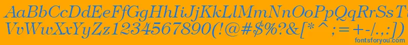 TiffanyLightItalicBt Font – Blue Fonts on Orange Background