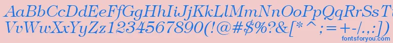 TiffanyLightItalicBt Font – Blue Fonts on Pink Background