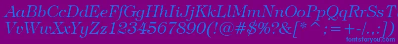 TiffanyLightItalicBt Font – Blue Fonts on Purple Background