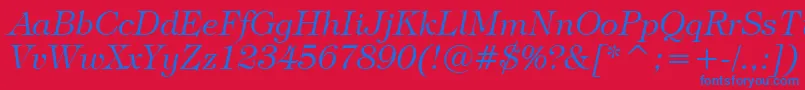 TiffanyLightItalicBt Font – Blue Fonts on Red Background