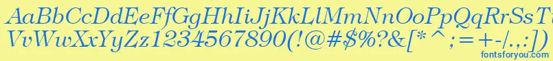 TiffanyLightItalicBt Font – Blue Fonts on Yellow Background