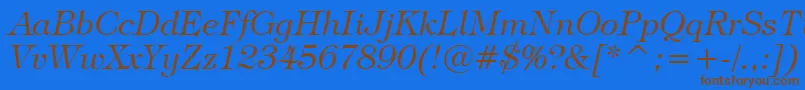 TiffanyLightItalicBt Font – Brown Fonts on Blue Background