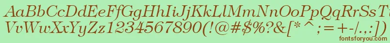 TiffanyLightItalicBt Font – Brown Fonts on Green Background