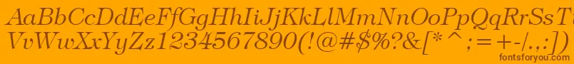 TiffanyLightItalicBt Font – Brown Fonts on Orange Background