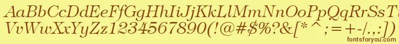 TiffanyLightItalicBt Font – Brown Fonts on Yellow Background