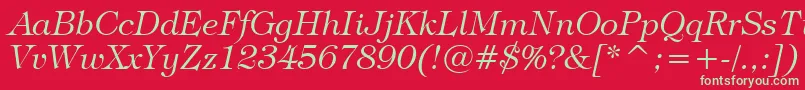 TiffanyLightItalicBt Font – Green Fonts on Red Background