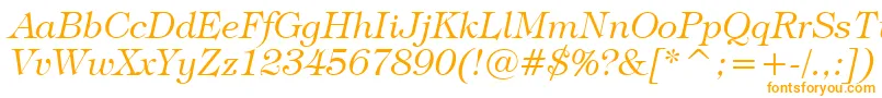 TiffanyLightItalicBt Font – Orange Fonts on White Background