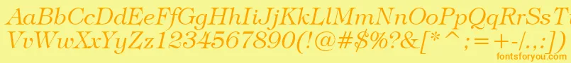 TiffanyLightItalicBt Font – Orange Fonts on Yellow Background