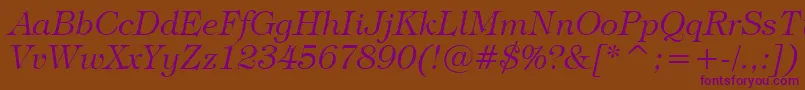 TiffanyLightItalicBt Font – Purple Fonts on Brown Background