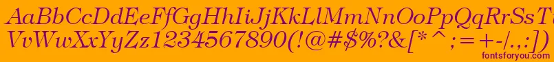 TiffanyLightItalicBt Font – Purple Fonts on Orange Background