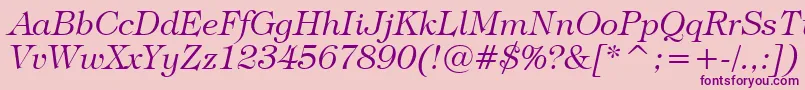 TiffanyLightItalicBt Font – Purple Fonts on Pink Background