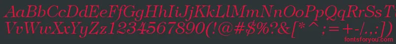 TiffanyLightItalicBt Font – Red Fonts on Black Background