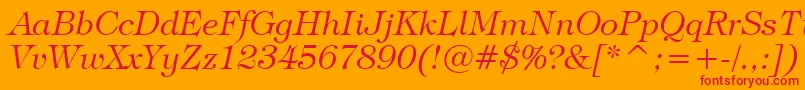 フォントTiffanyLightItalicBt – オレンジの背景に赤い文字