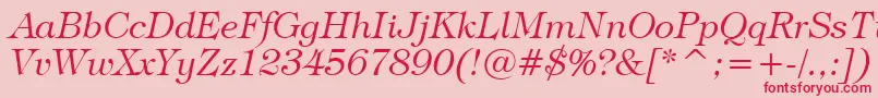 TiffanyLightItalicBt Font – Red Fonts on Pink Background