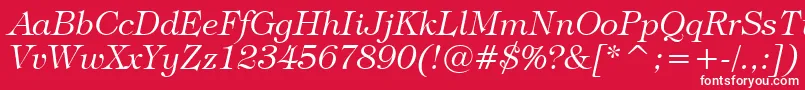 TiffanyLightItalicBt Font – White Fonts on Red Background