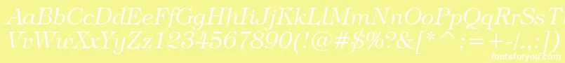 TiffanyLightItalicBt Font – White Fonts on Yellow Background