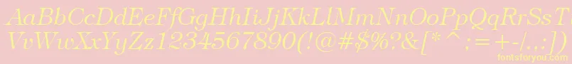 TiffanyLightItalicBt-Schriftart – Gelbe Schriften auf rosa Hintergrund