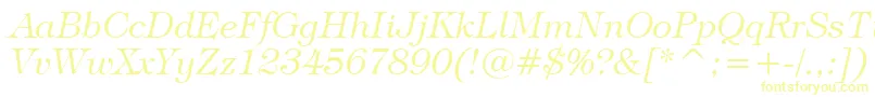 TiffanyLightItalicBt Font – Yellow Fonts on White Background