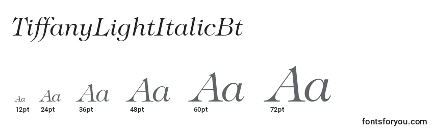 Размеры шрифта TiffanyLightItalicBt
