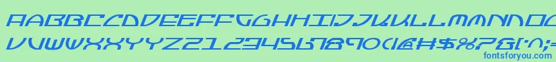 JumptroopsItalic-Schriftart – Blaue Schriften auf grünem Hintergrund