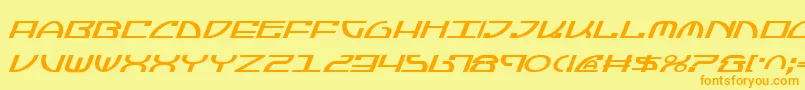 フォントJumptroopsItalic – オレンジの文字が黄色の背景にあります。