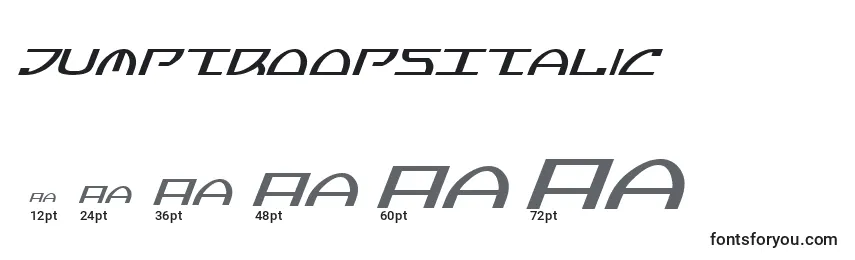 JumptroopsItalic Font Sizes