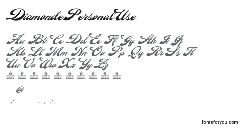 Schriftart DiamondePersonalUse – Alphabet, Zahlen, spezielle Symbole