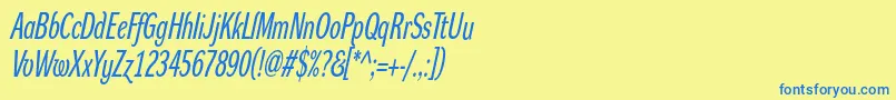 DynagroteskrxcItalic Font – Blue Fonts on Yellow Background