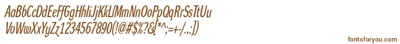 DynagroteskrxcItalic-fontti – ruskeat fontit valkoisella taustalla