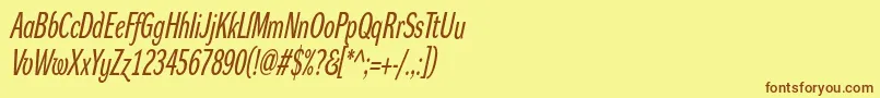 Шрифт DynagroteskrxcItalic – коричневые шрифты на жёлтом фоне
